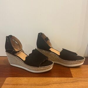 Black Espadrille Wedge Sandals